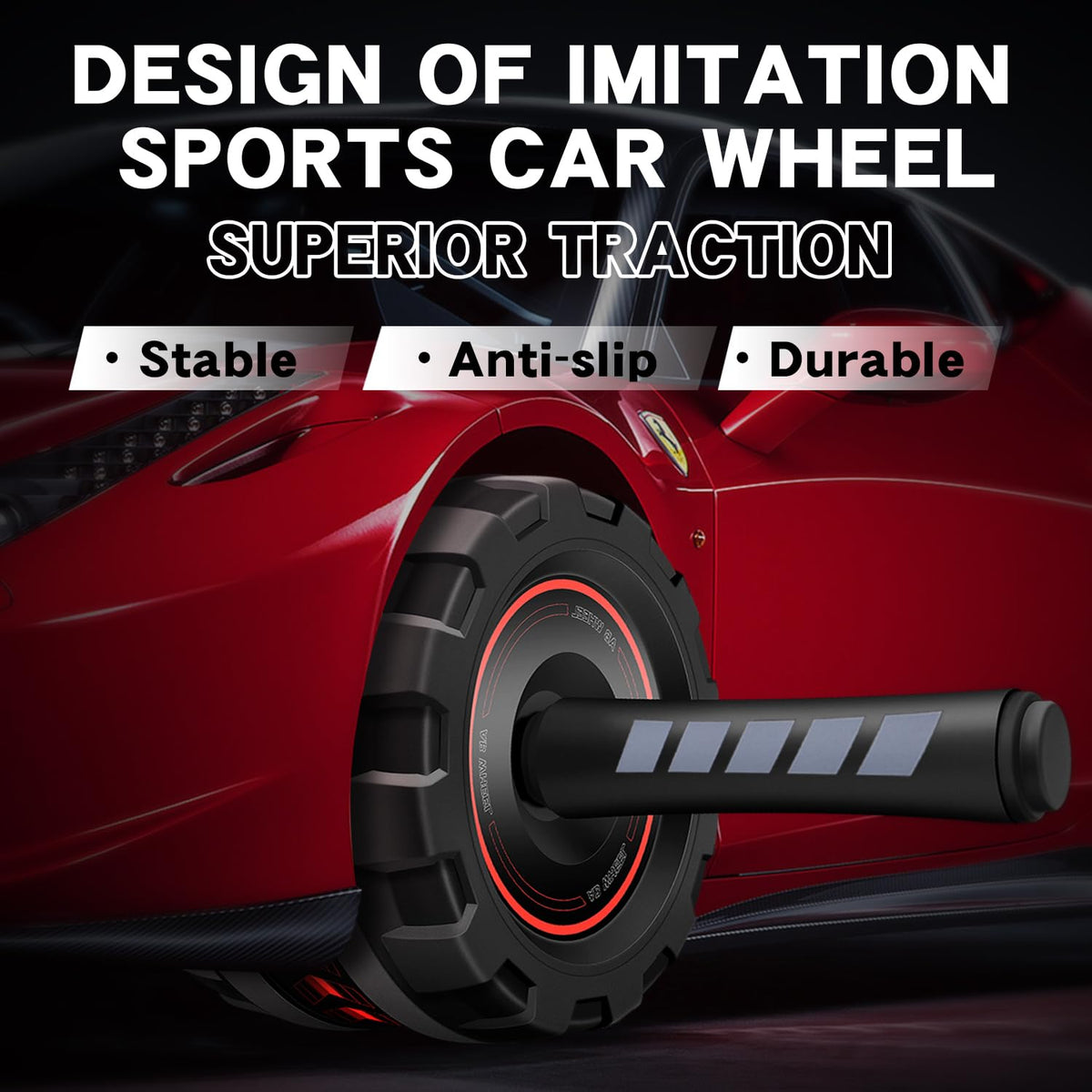 FEELCAT Ab Roller Wheel,Stable Wide Wheel For Beginner,Men,Women,Abs & Core Workout Equipment For Home Gym With Knee Pad,Abdominal Wheel For Full-Body Strength Training (Red wide wheel)