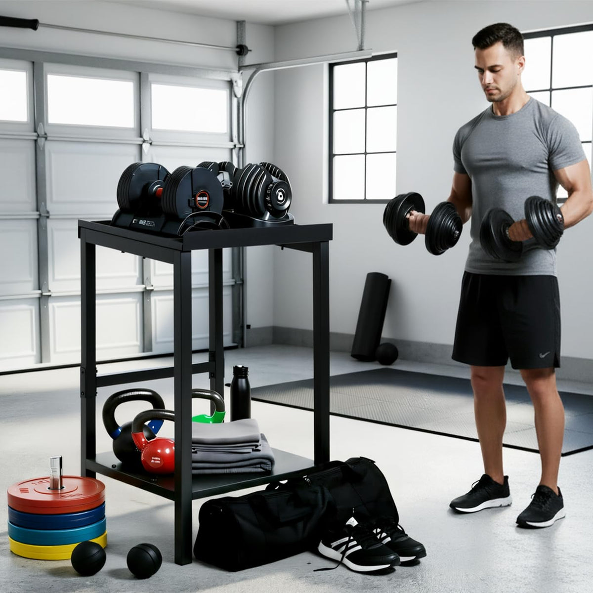 OGODU Heavy Duty Stationary Dumbbell Stand – 600-800 lbs Capacity, 2-Tier/3-Tier Extra Large Storage Rack, Fits Most Adjustable Dumbbells and Kettlebells, Anti-Tip Safety Base, Non-Slip Floor Pads, Heavy Duty Construction for Home Gym, Garage, Commercial