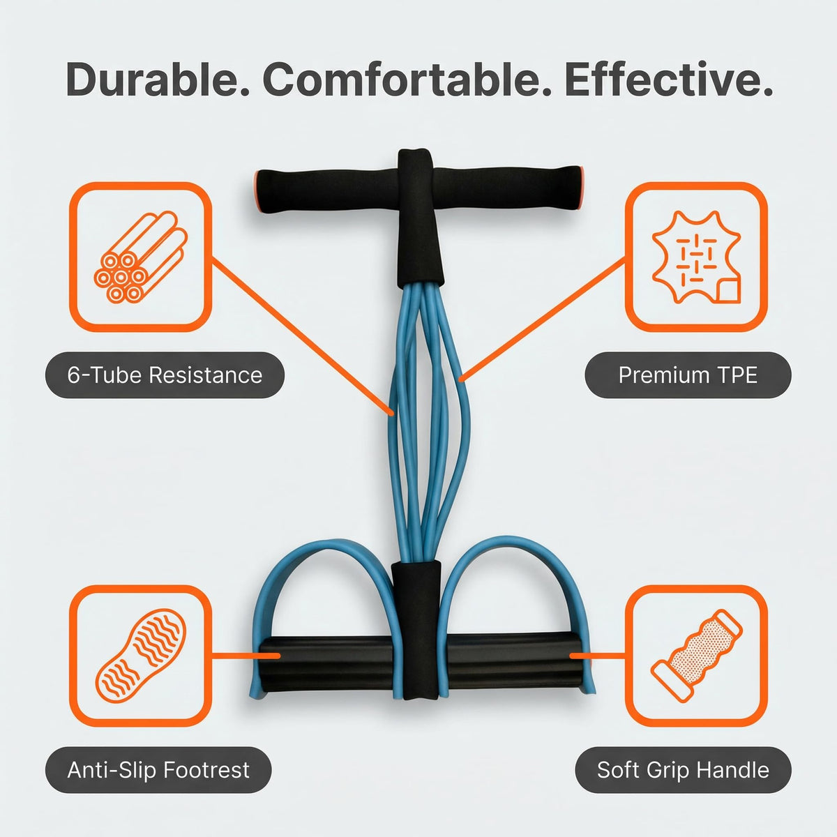Upgraded Durable 6-Tube Pedal Resistance Strap with Handle, Natural Rubber Fitness Resistance Band, Multifunctional Exercise Band for Abdominal, Waist, Arm, and Leg Shaping Training