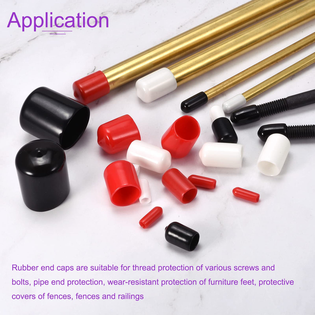 DMiotech 100 Pack 1/8" ID White Screw Thread Protectors Rubber End Caps Bolt Covers for Screw Bolt Furniture Pipe