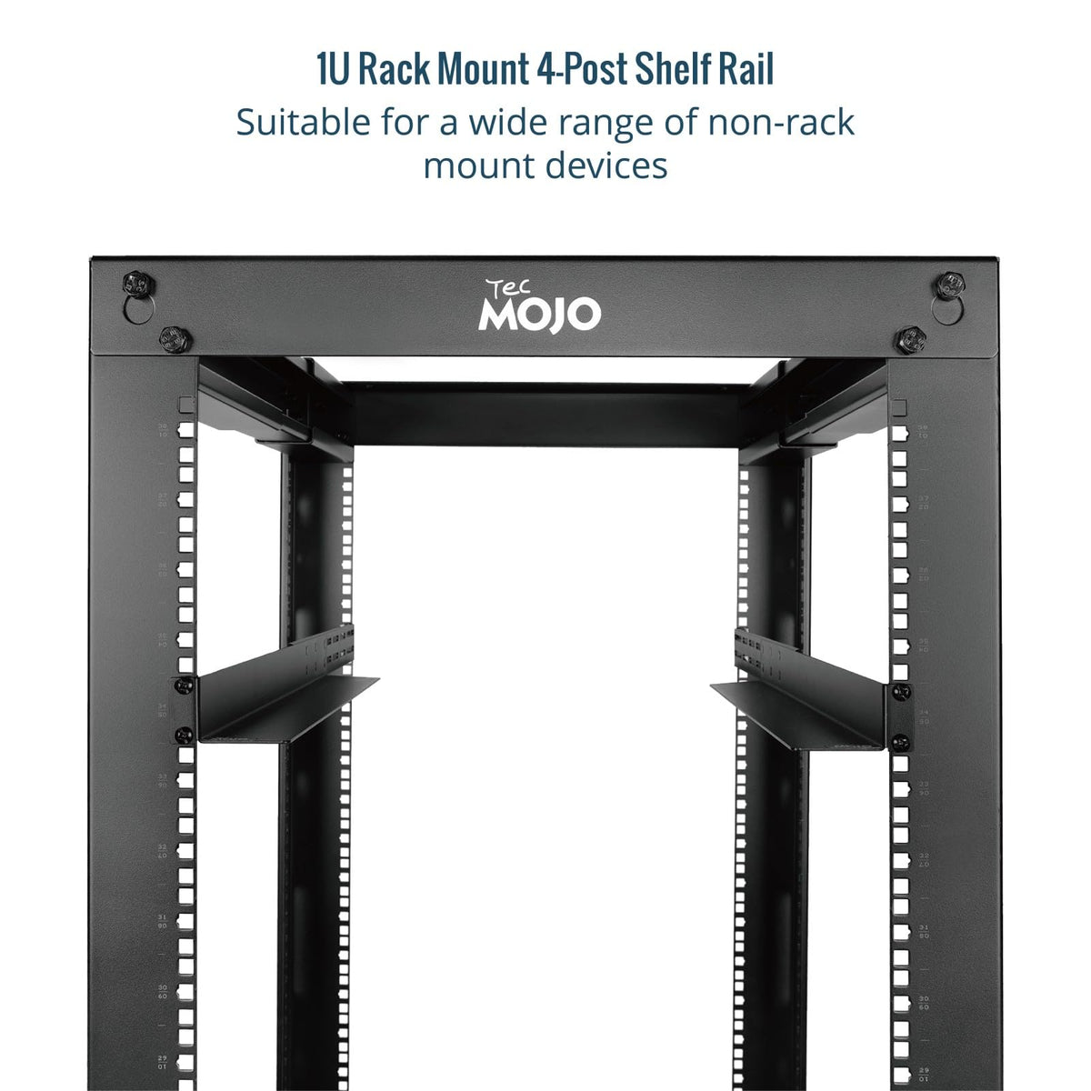 Tecmojo 1U Universal Rack Mount Rails,4-Post Server Rack Shelf Rail with 20.9"-32" Adjustable Depth Fit for Non-Rack Mountable Server/Networking/AV/IT Equipment