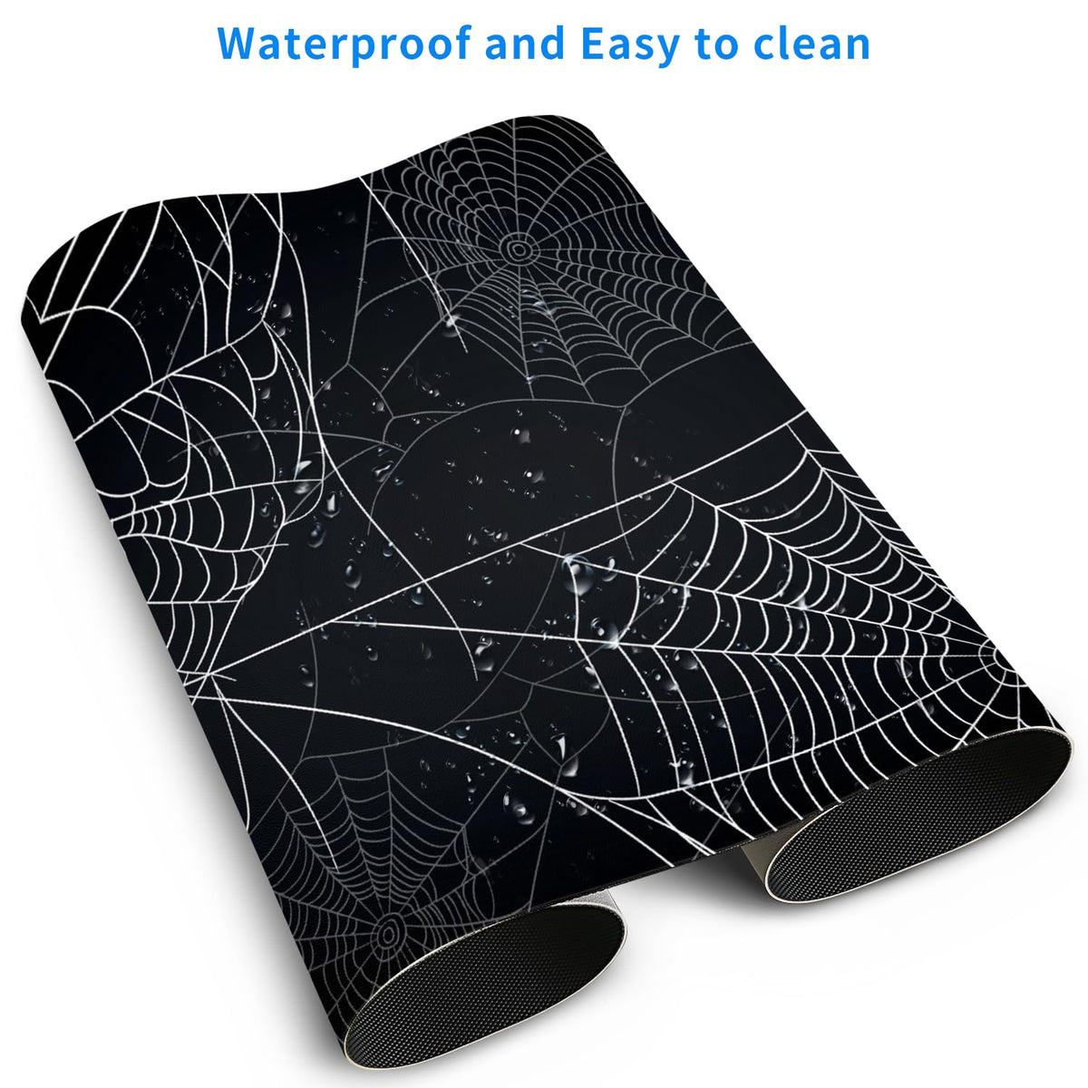MAYCARI Halloween Cute Spider Webs Mouse Pad Kawaii Cartoon Funny Spirit Extended Desk Mat Non-Slip Rubber Baseb Large Black White Mousepad for Desk Gaming Laptop Desktop 31.5"X15.7"