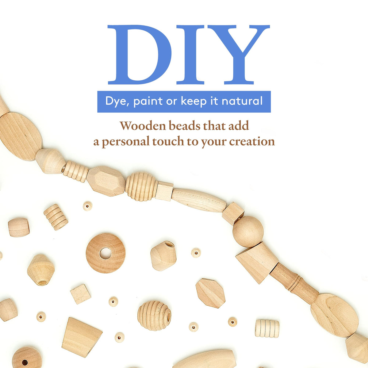 Large Wooden Beads for Crafts - Pack of 100 19mm 3/4 x 3/16 Inch Hole Large Wood Beads for Crafts withHoles for DIY | Round Wooden Balls for Crafts | Wood Beads for Jewelry Making | Woodpeckers