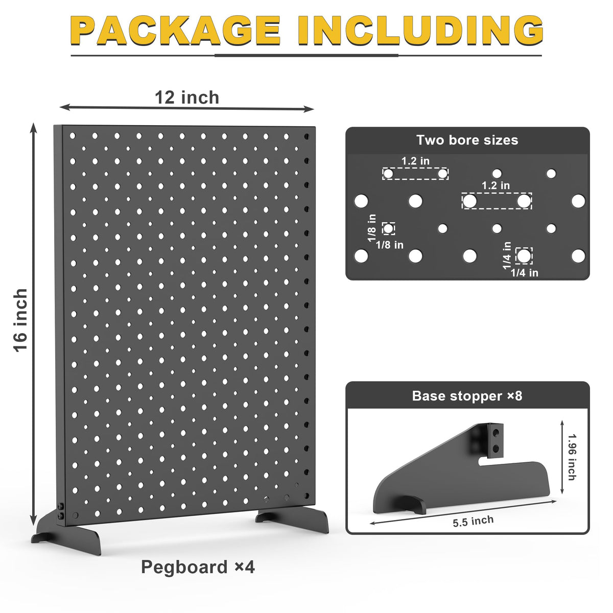 Ultrawall Pegboard Display Stand, Metal Tabletop Pegboard Display, Accessories Rack Organizer for Jewelry, Retail Stores, Craft Shows, 12"X16", 4pcs Black