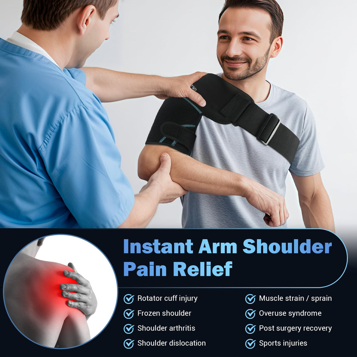 Comfytemp Shoulder Ice Pack Wrap Shoulder Brace, Gel Cold Compression Sleeve for Injuries Reusable Arm Rotator Cuff Pain Relief, Recovery Items for Women Men, 1 Gel Ice Pack