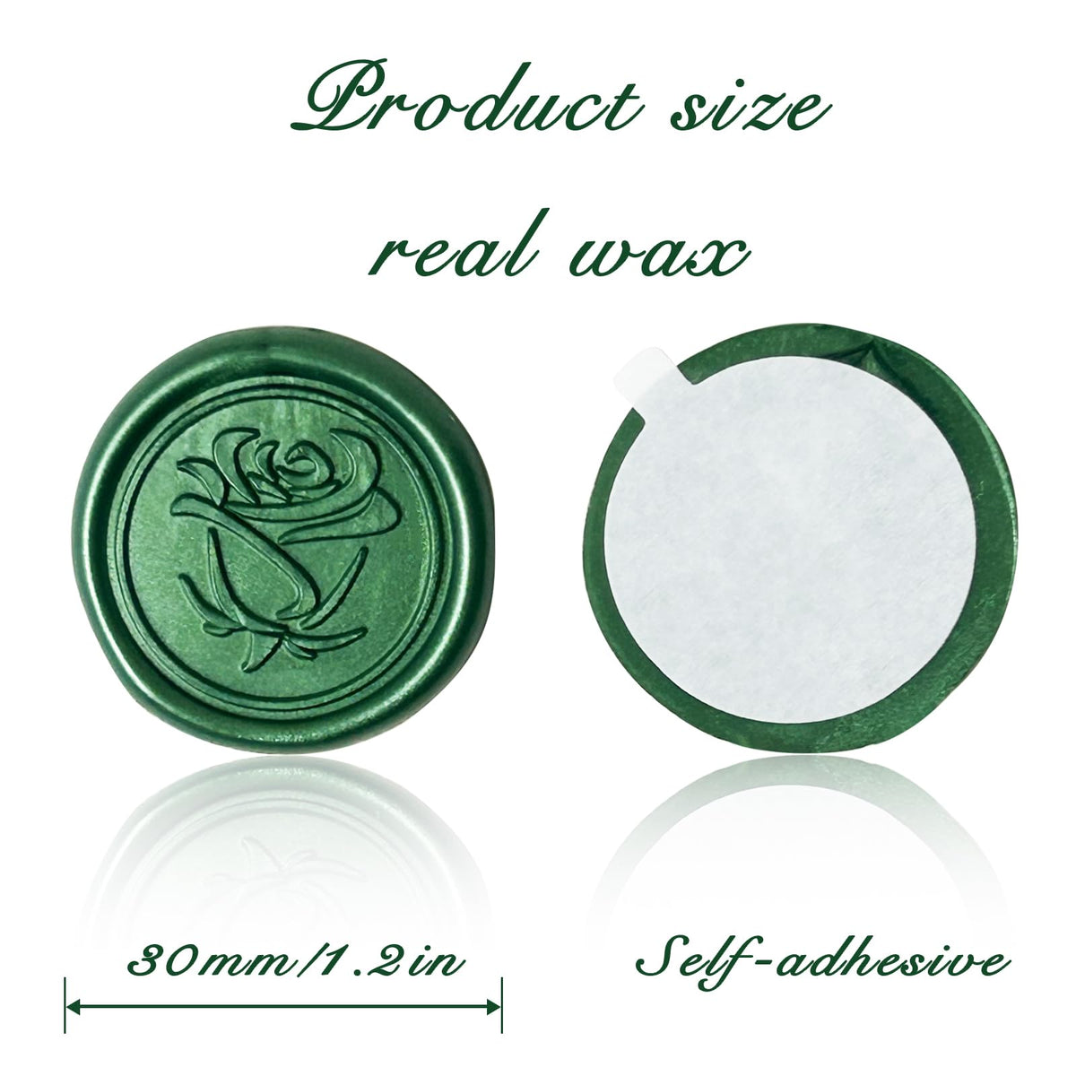 Wax Seal Stickers Rose Wedding Invitation Envelope Seals Stickers 50Pcs Self Adhesive Wax Seal Decals for Party Greeting Card Gift Wrapping Christmas, Pine Green