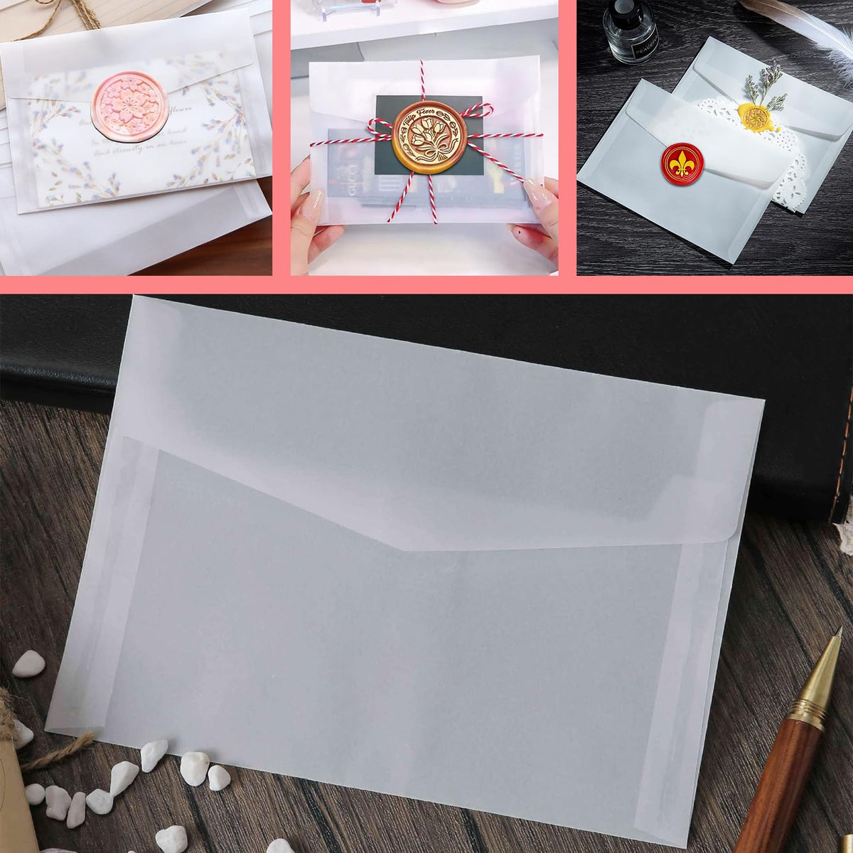 Wax Seal Electric Kit with 24 Colors Wax Seal Beads 600pcs, 3pcs (Sakura/Tulip/Fleur de Lis) Stamps with Electric Warmer Set for Sealing Invitation, Christmas, Gift Wrapping(Flower Stamp Kit)