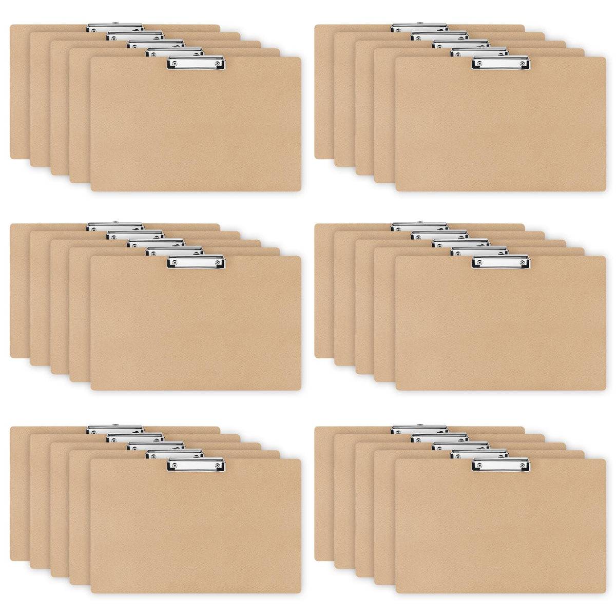 Henoyso 32 Pcs 11x17 Clipboard Wooden Horizontal Lap Board Extra Large Wood Clip Board with Low Profile Clip Desk Brown Landscape for Drawing Sketch Art for Classroom Office School Architects