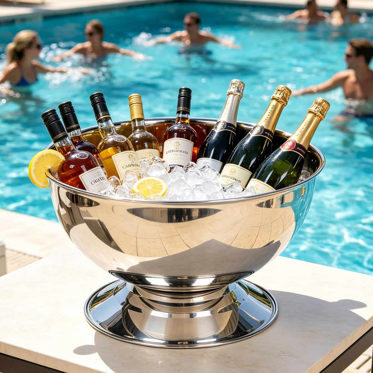 Yeatruojeet 12L Large Ice Bucket for Parties,Silver Stainless Steel Beverage Tub with Scoop – Champagne Bucket for Mimosa Bar Supplies, Wine Cooler Bucket, Drink Bucket for Celebrations
