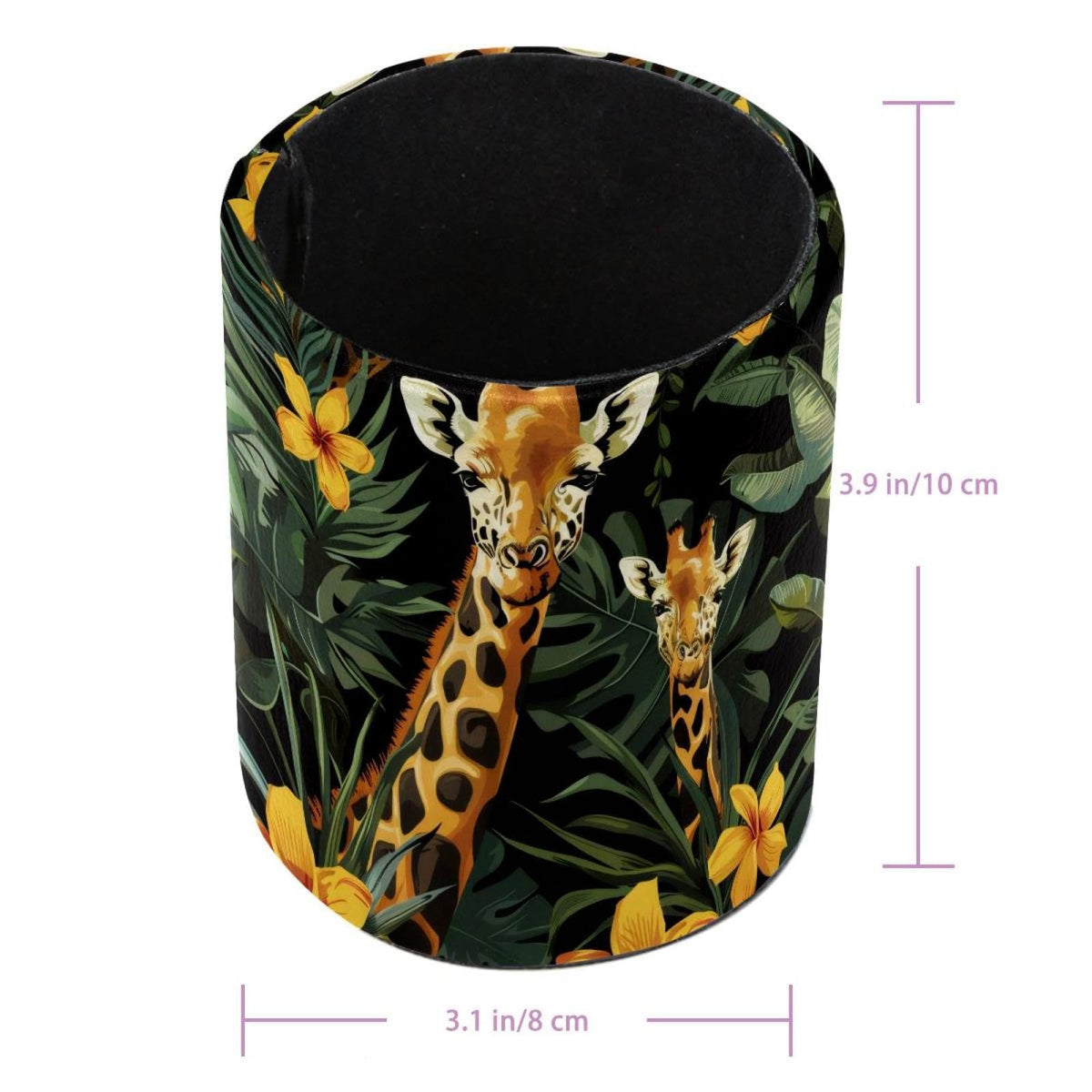 KikandKo Giraffe Flowers Jungle Pencil Holder Pen Cup Brush Pot Desktop Organizer Storage for Women Kids Girls Student Office Classroom Home Supply Organizers