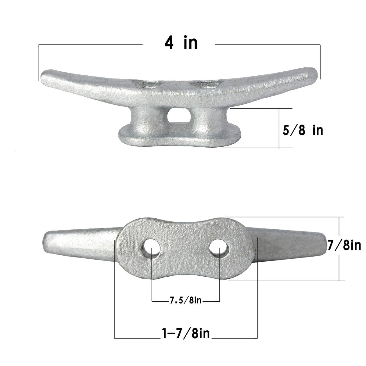 VEITHI Dock Cleat 4 inch - Hot Dipped Galvanized Boat Cleats, Rope Cleat, Boat Dock Cleats with Hardware Ideal for Small Boat,Deck,Piers for Tying up Boats,Marine Decor,Boat Tie Down Cleats (4 Pack)