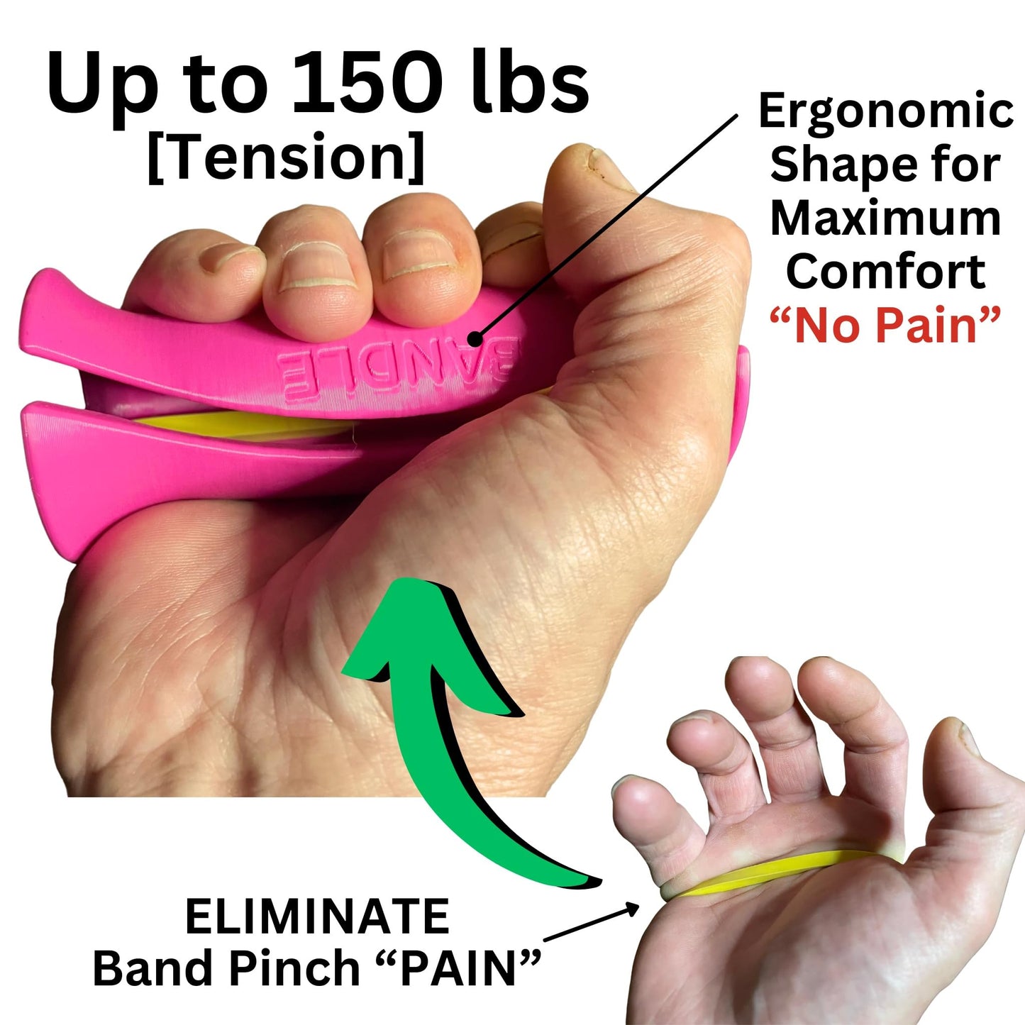 Bandles™ - True Ergonomic Resistance Band Handles | Unleash the Full Potential of Pain-Free, Full-Body Workouts | Durable & Comfortable for High-Intensity Training (2 Handles) (Black, Standard)