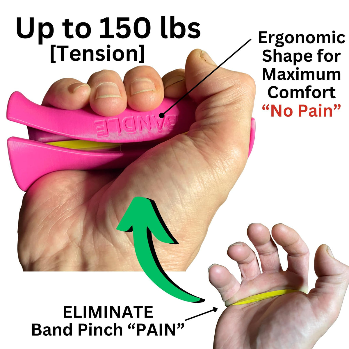 Bandles™ - True Ergonomic Resistance Band Handles | Unleash the Full Potential of Pain-Free, Full-Body Workouts | Durable & Comfortable for High-Intensity Training (2 Handles) (Purple, Standard)