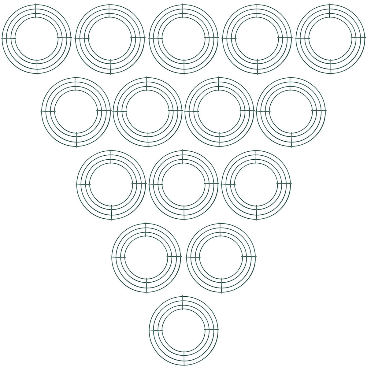 Hotop 15 Pcs 12'' Metal Wreath Frame Wire Rings Crafts Wreath Making for Christmas New Year Valentines Decoration, Dark Green