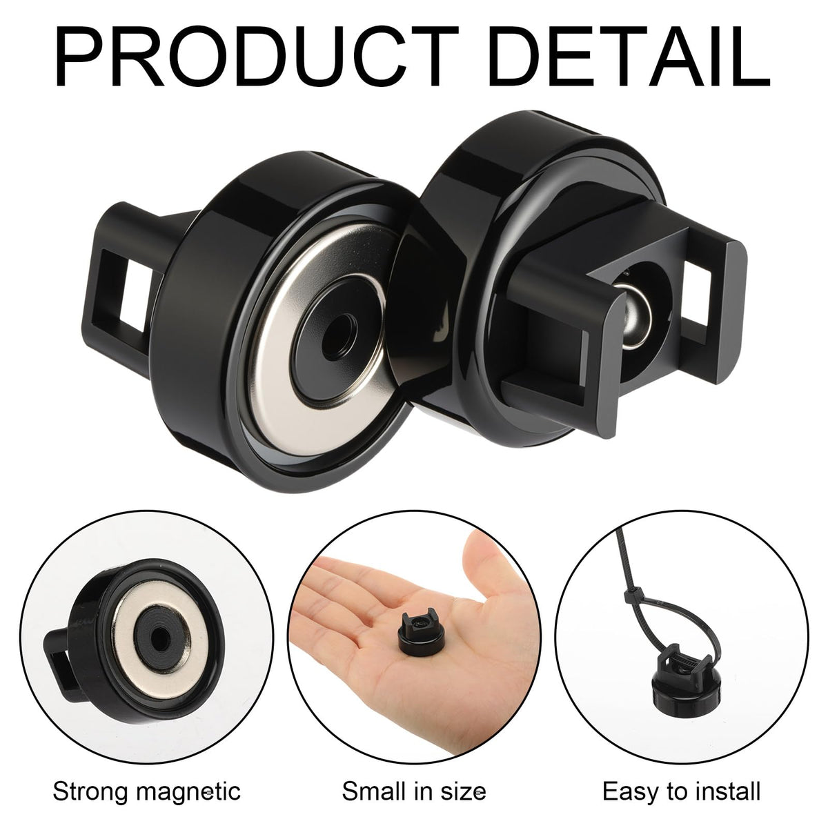 Yookeer 60 Pieces Magnet Zip Tie Mount 22 mm Heavy-duty Magnetic Zip Tie Mounts 22LBS Strong Multipurpose Wire Cable Holder Mount for Home Office Wire Management Marine Electrical Wiring