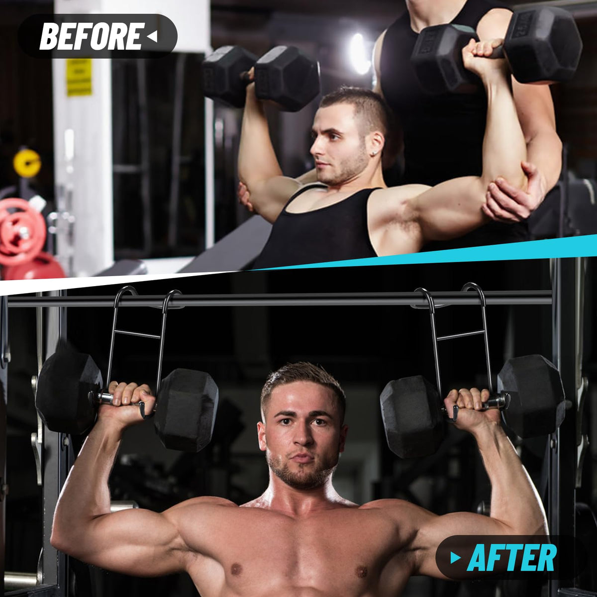 Roliwils 225LB Dumbbell Spotter Hooks (Pair) - Reduced noise, anti-scratch | Shoulder/chest press support | Easy solo use | For all fitness