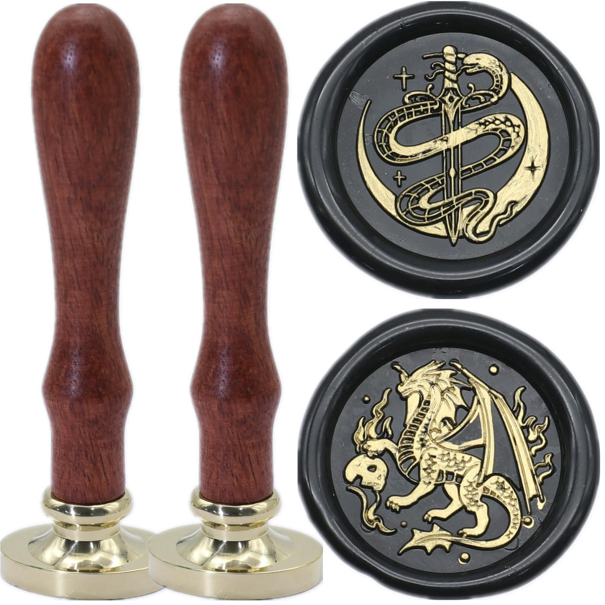 ONWINPOR Skull Skeleton Wax Seal Stamp Set - Removable Brass Head Sealing Stamp Kit, Great for Decorating Party Invitations