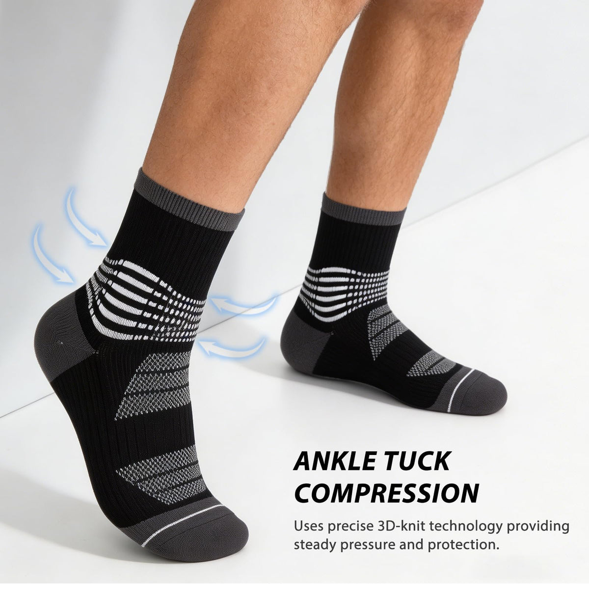 IRAMY Crew Compression Socks for Women Men with Ankle Arch Support Plantar Fasciitis Relief 6 Pairs