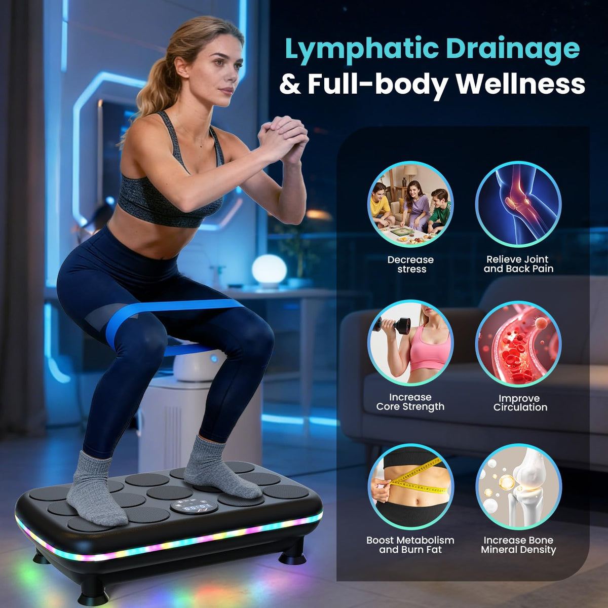 AXV Vibration Plate Fitness Platform Exercise Machine Vibrating Shaking Full Body Shaker Workout Vibrate Stand Shake Board Sport for Weight Loss Fat Burner for Gym Home Office