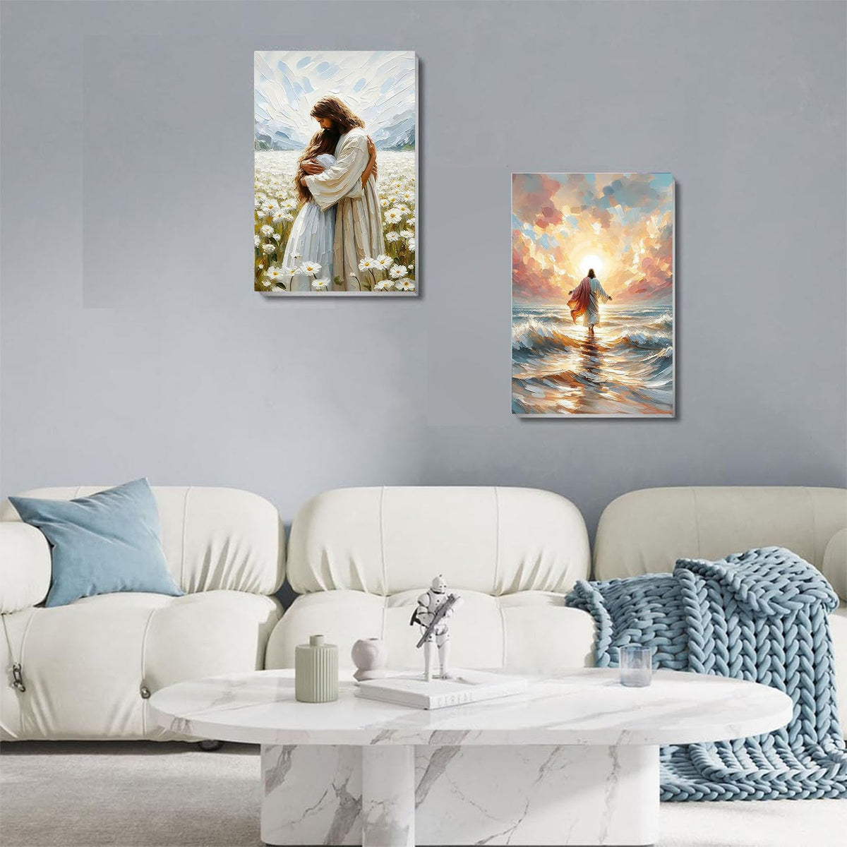 2 Pack Paint by Numbers Kit for Adults - Wooden Easel, Jesus Paint by Numbers with Frame, Christianity Adult Painting by Number Kits on Canvas, Easy Oil Painting Arts Gift Wall Decor 8x12inch