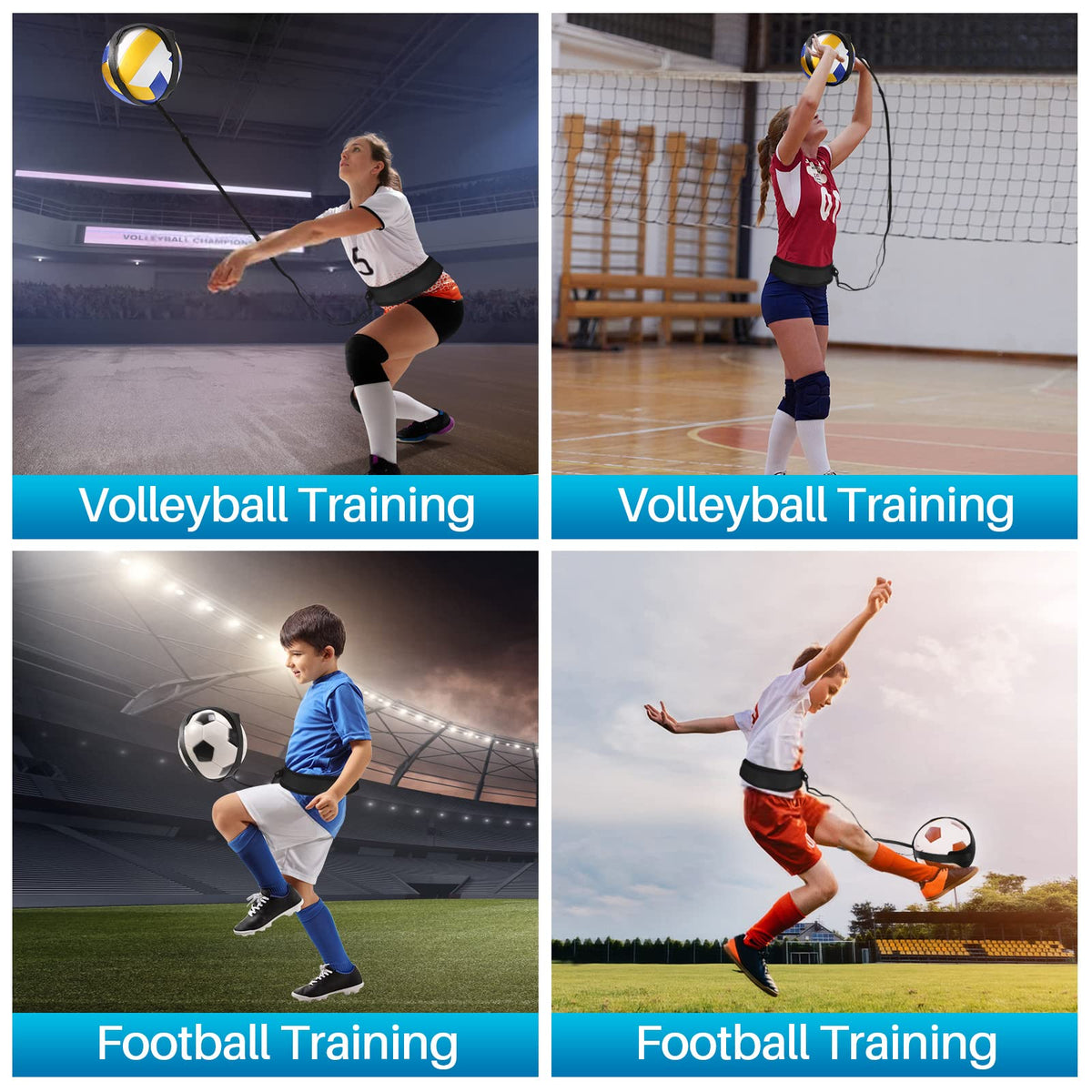 Volleyball Training Kit for Solo Practice, Adjustable Volleyball Serve Trainer, Volleyball Training Equipment for Serving, Setting & Spiking, Volleyball Training Aids for Beginners & Advanced Players