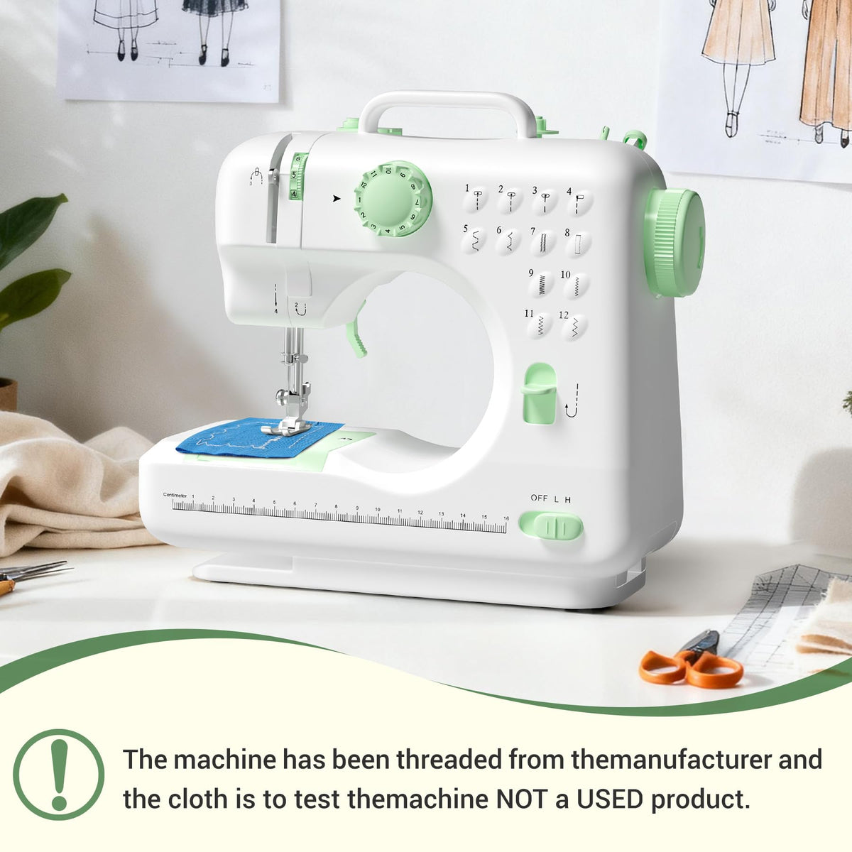 Verdanika Beginner Sewing Machine, 12 Built-in Stitches with Foot Pedal, 2-Speed Control, Portable Mini Sewing Machine for Home Travel Use & Sewing Enthusiasts (green)