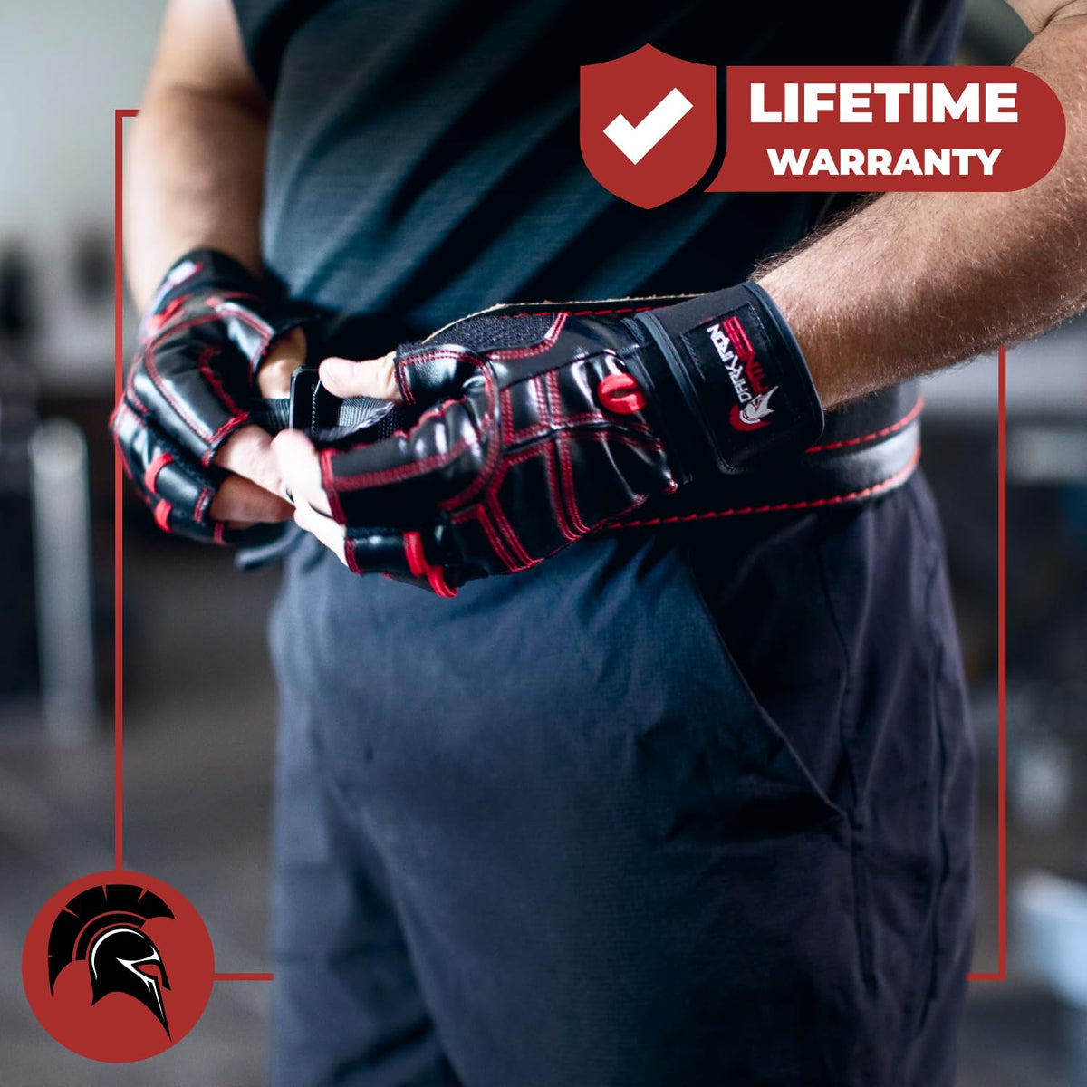 Dark Iron Fitness Genuine Leather Gym Gloves for Men Women, Small Wrist Wrap Support Workout Gloves for Weight Lifting Crossfit Deadlift Barbell Exercise Palm Padding Callus Protection Grips
