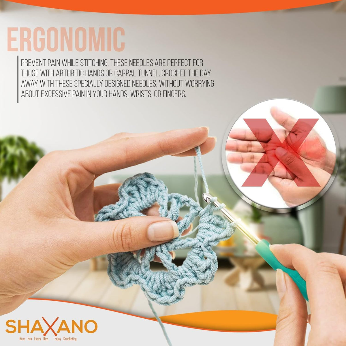 SHAXANO Crochet Hooks Kit with Case, 95-Piece, Ergonomic Crochet Needles Weave Yarn Kits DIY Hand Knitting Art Tools for Beginners and Experienced Crochet Lovers