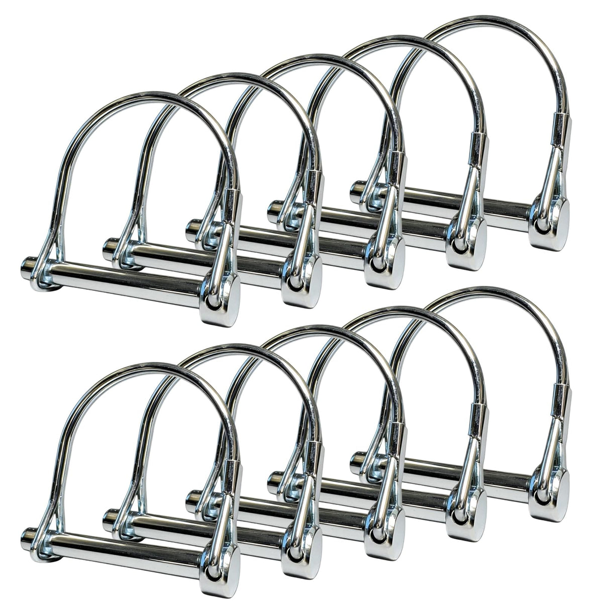 10 Pack, NRJSSCC Trailer Coupler Pin and Locking Pin, 2-1/8"x1/4" Trailer Hitch Pin, Heavy Duty Shaft Locking and Wire Lock Pins, Hardware Pins for Farm Trailers, Towing, Lawn Garden, Carbon Steel