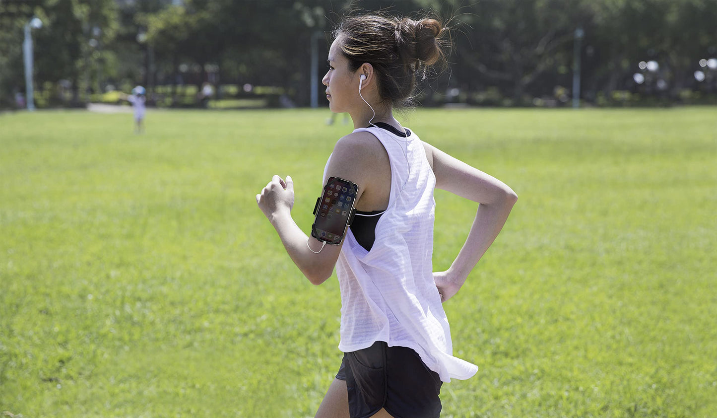 BONE Run Tie, Running Armband Phone Holder, Skin-Friendly & Washable Silicone Sport Armband, Universal Workout Phone Carrier Compatible with 4"-6.7" Smartphones (Luminous - Size S/Arm Size 7.9-9.8'')