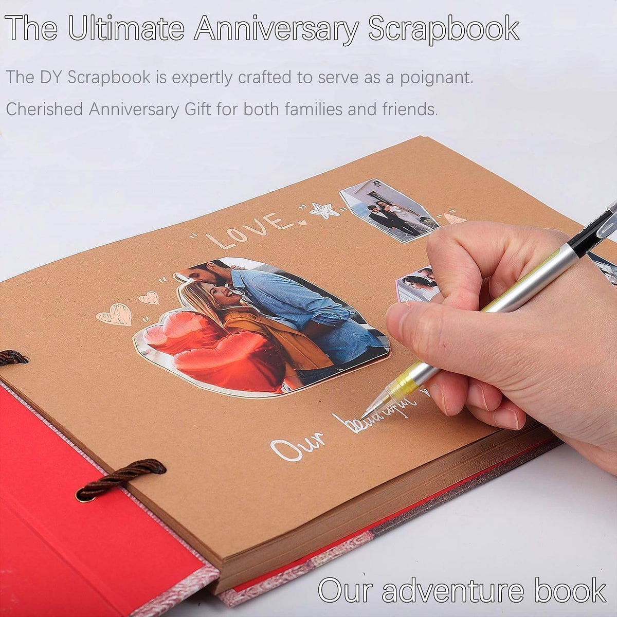 Adventure Book Scrapbook DIY Handmade Retro Style Travel Souvenir, 11.92 x 7.62" Embossed Lettering Scrapbook Inspired by 'Up', Memory Book For Anniversary Wedding,Travelling