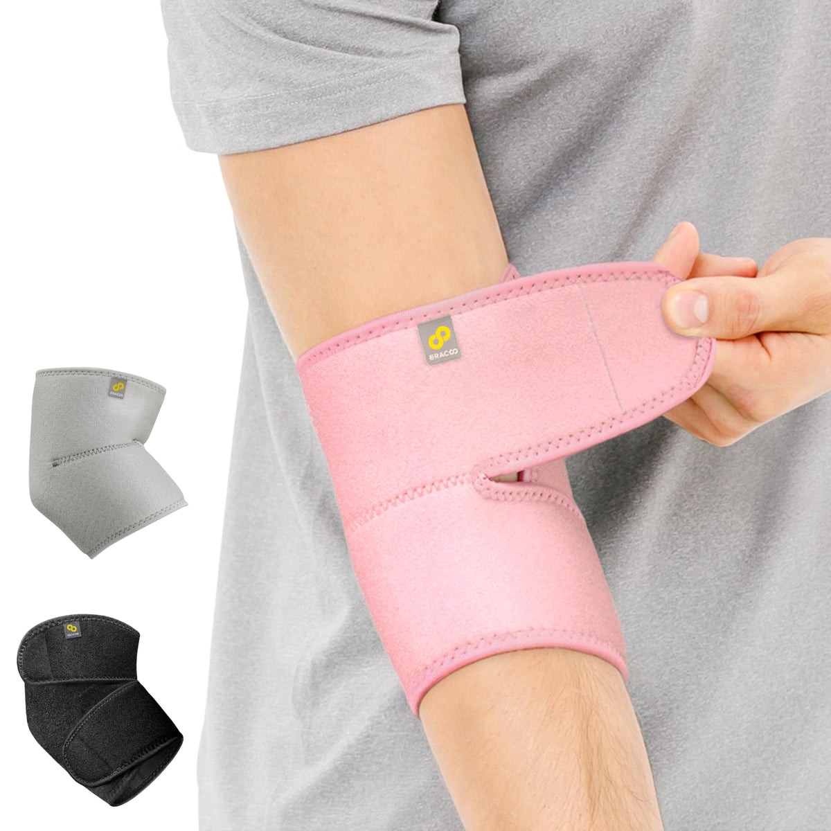 Bracoo Elbow Brace for Tendonitis Women Men, Tennis Elbow Compression Sleeve Wrap Support, Golfer's Elbow, Bursitis, Sprains, Strains, Sports Injury Recovery Joint, Arthritis Pain Relief, ES10
