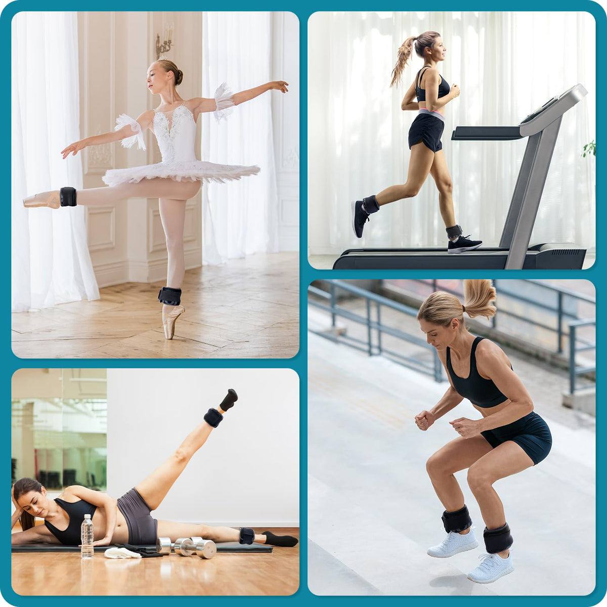 Sportneer Ankle Weights for Men Women Strength Training, 4/10 lbs Pair Leg Weights Set Comfortable and Soft Perfect for Dancing Running Walking Fitness Workout, 2lbs x 2, Black