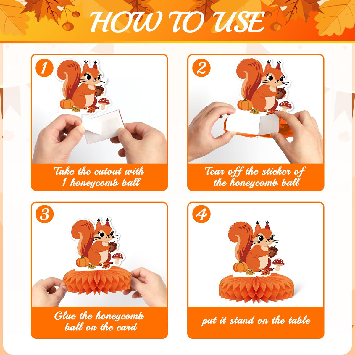 9 PCS Fall Party Decorations,KSKSPE Thanksgiving Honeycomb Table Centerpiece 3D Pumpkin Turkey Table Centerpiece for Thanksgiving Theme Party Decor