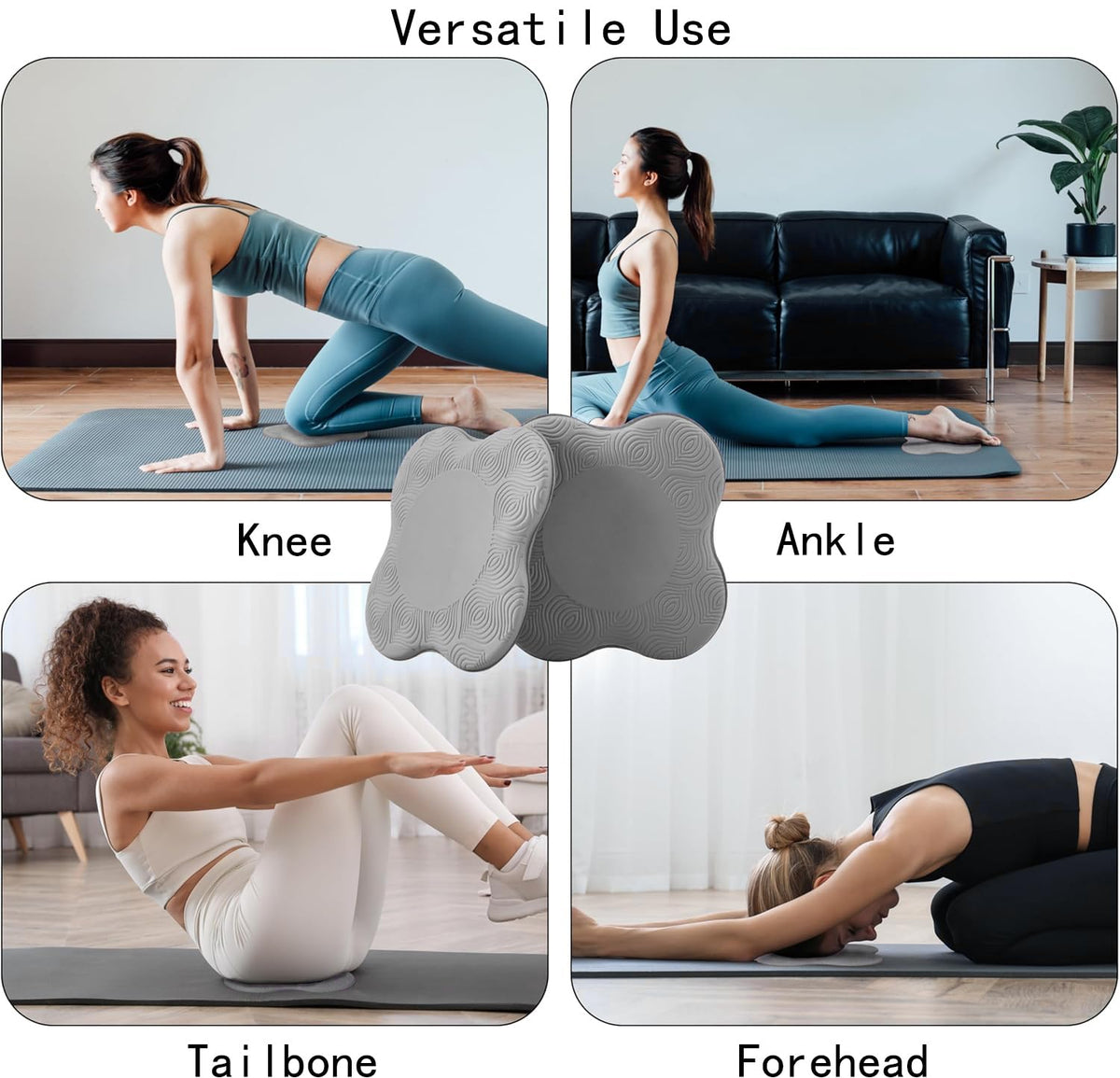 Yoga Knee Support Pad for Women Pilates Kneeling Cushion | Elbows Wrist Hands Head Foam Extra Thick Men Exercise Knees Pads Set of 6 Pieces (Gray）