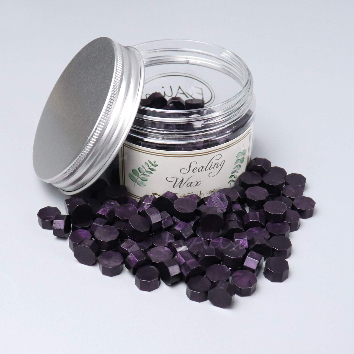 FsAlisa Wax Seal Beads 200pcs Octagon Wax Sealing Beads for Wax Stamp Sealing Perfect for Embellishment of Wedding Invitations, Christmas Cards, Envelopes, Wine Packages (Dark Purple)