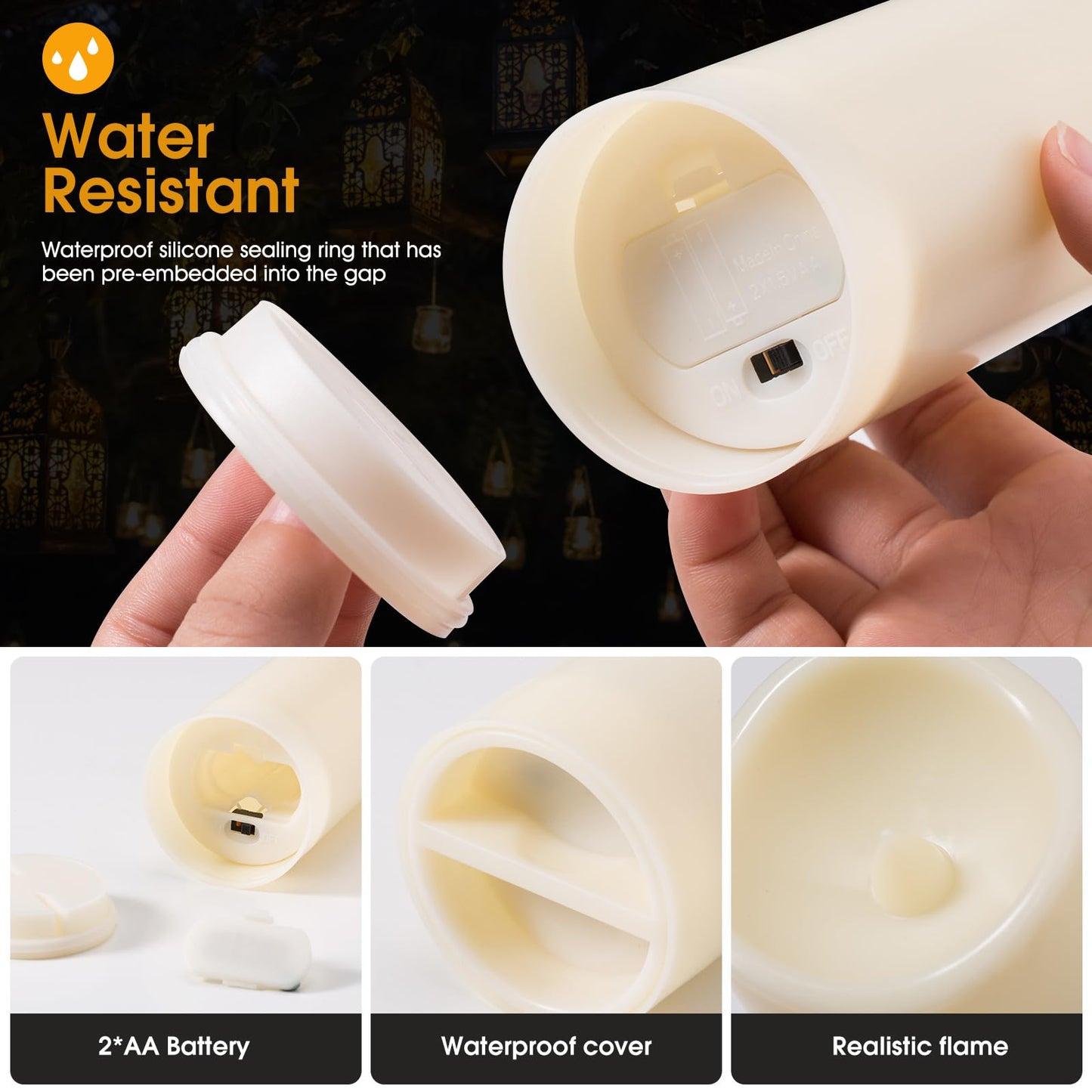 fclayvts 24-Pack LED Flameless Candles with Remote Control -Flickering Electric Candles- Timer Candles -3D Flame, for Halloween Christmas Parties,Wedding,Home,Gift and Special Occasions(Three Sizes)