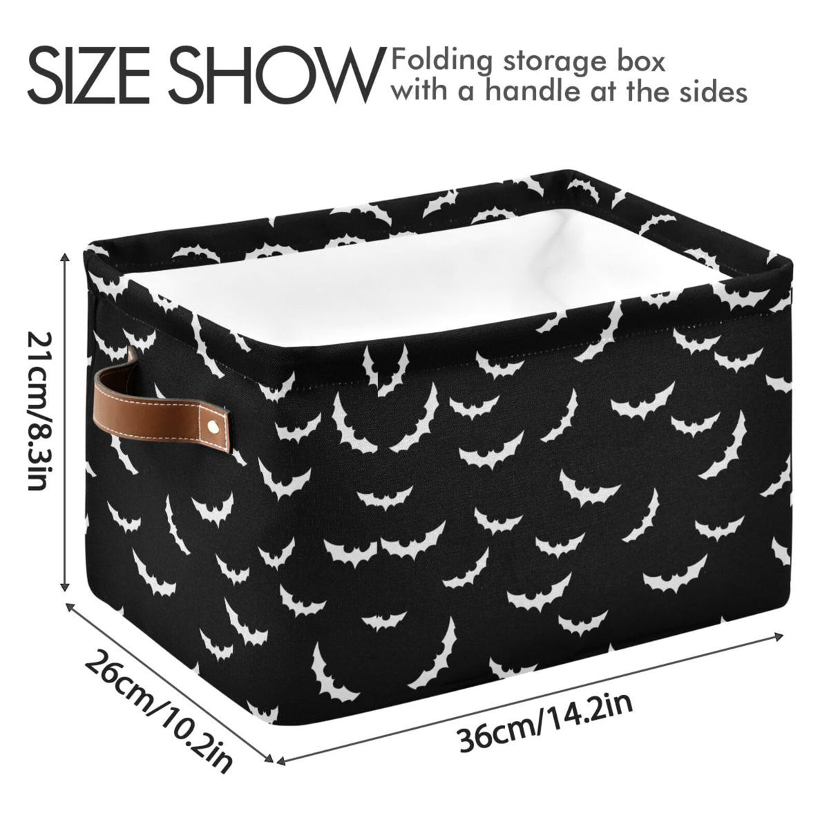 XUWU Storage Basket Bin Bats Halloween Goth Organizer Basket Collapsible Shelf Basket Cube with handle for Nursery Bedroom Bathroom