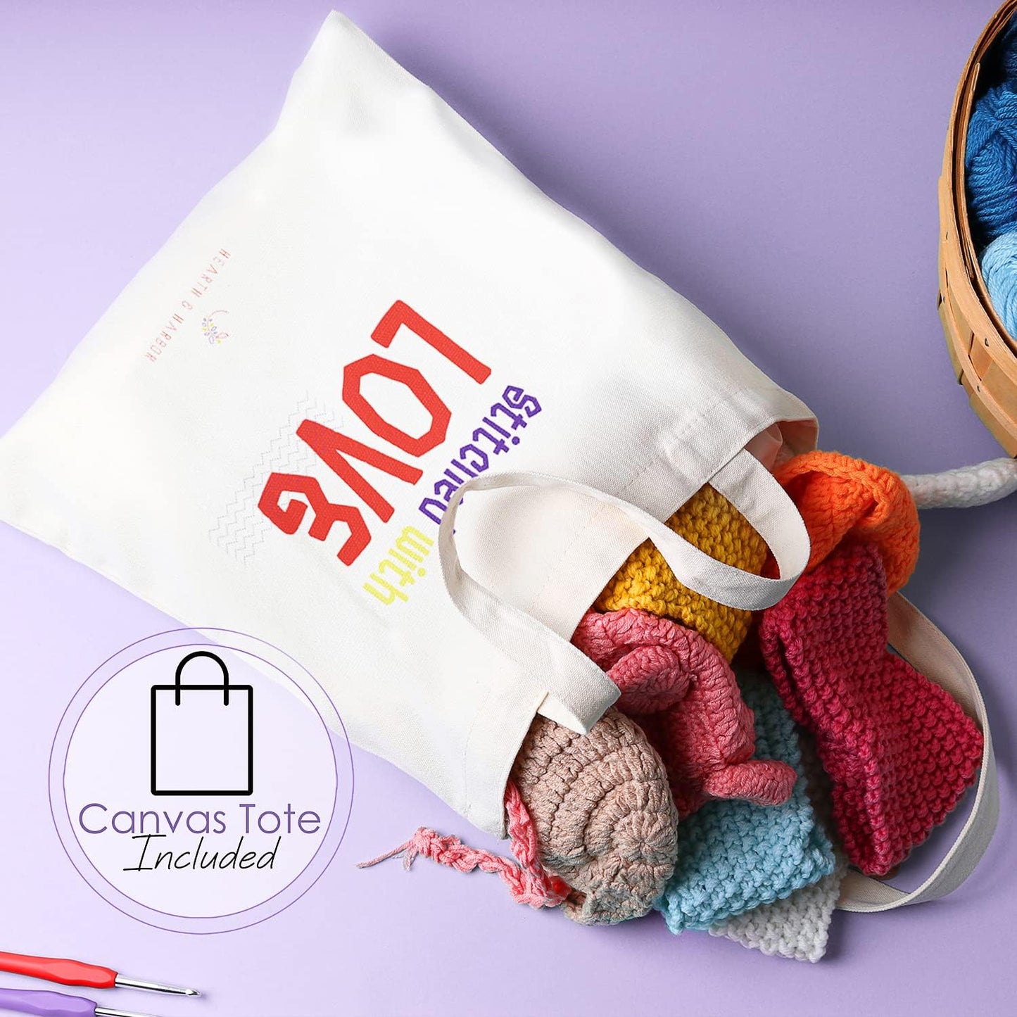 Crochet Kit for Beginners Adults and Kids, Knitting & Crochet Supplies Includes 1500 Yards Assorted Yarn, 21 Ergonomic Hooks, Plus Many Accessories – Beginner Crochet Kits Ideal for Amigurumi