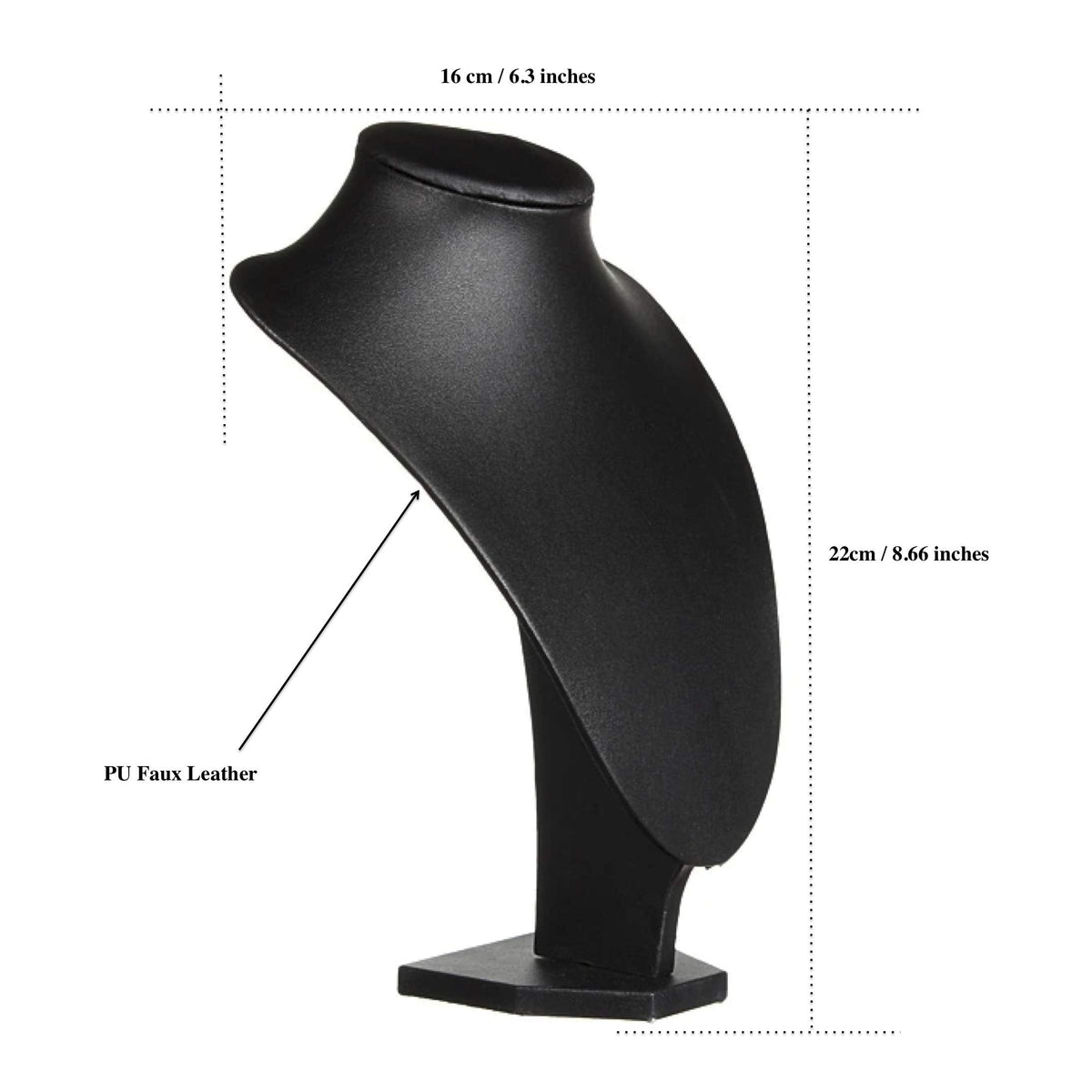 Comelyjewel Necklace Holder Stand Set of 2, Jewelry Bust Display Stand for Necklaces, Velvet Mannequin Jewelry Organizer for Women, Jewelry Display for Vendors, Vanity & Retail (Black Faux Leather)