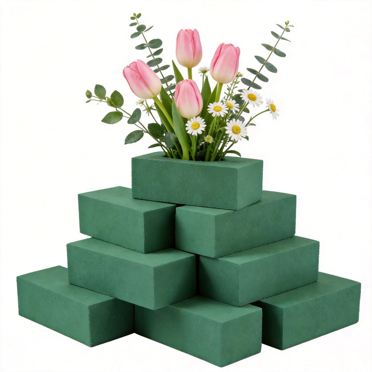 Joanolga 12 Packs Floral Foam Blocks, (7.8” L x 3.5” W x 2.4” H), Dry and Wet Green Flower Foam Block for Fresh & Artificial Flowers, Arrangements, Wedding, Birthdays, Garden Decorations