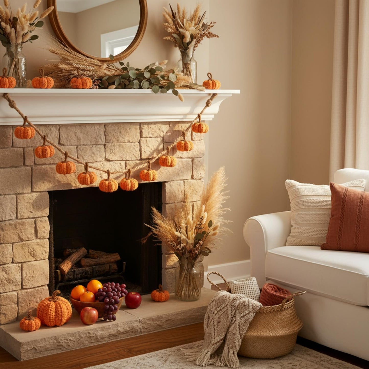 Remagr 12 Pcs Knit Pumpkins Mini Crochet Pumpkins Thanksgiving Fall Decorations Ornament Crafts Bowl Filler 2 Inch Small Rustic Farmhouse Bulk for Table Tier Tray Harvest Autumn Mantel (Orange)