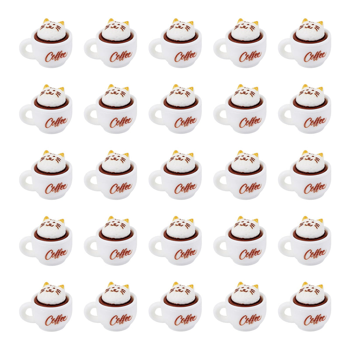 Magibeads 35Pcs Cat Coffee Cup Mini Ornaments Resin Cup Miniatures 3D Model Micro Landscape Dollhouse Decorations Fake Mugs Drink Food Cute Table Desk House Decor Party Supplies 17.5x23x19mm