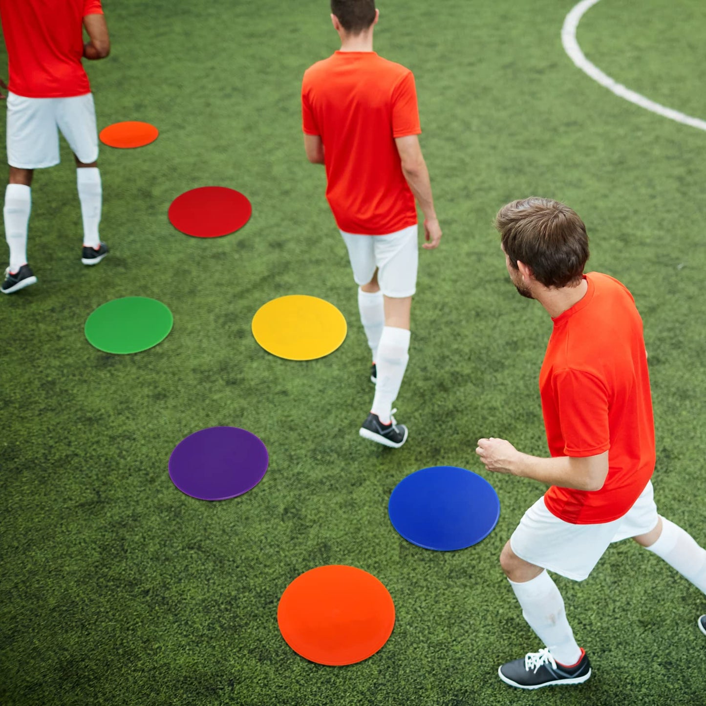 Haull Spot Markers Floor Spots with Bag Non Slip Vinyl Poly Dots for Gym Floor Basketball Football Soccer Sports Speed Agility Training Gym Dance(60 Pcs,4.72 Inch)