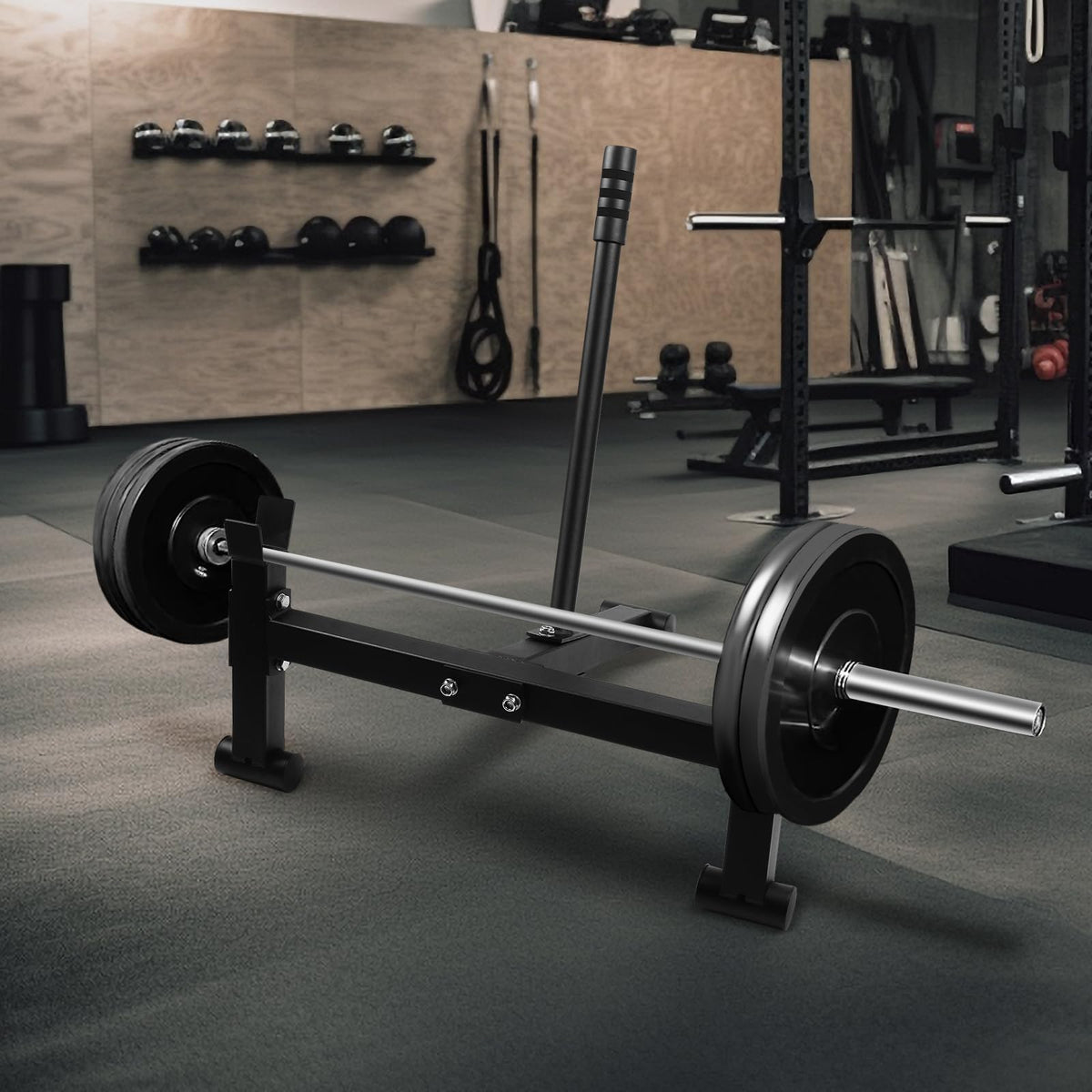 Deadlift Barbell Jack Stand，Anti-Slip Handle Deadlift Stand Home Gym Deadlift Exercises Heavy Duty Barbell Weight Changer Weight Training Equipment, 600lb Capacity(with Slip-Proof Glove)