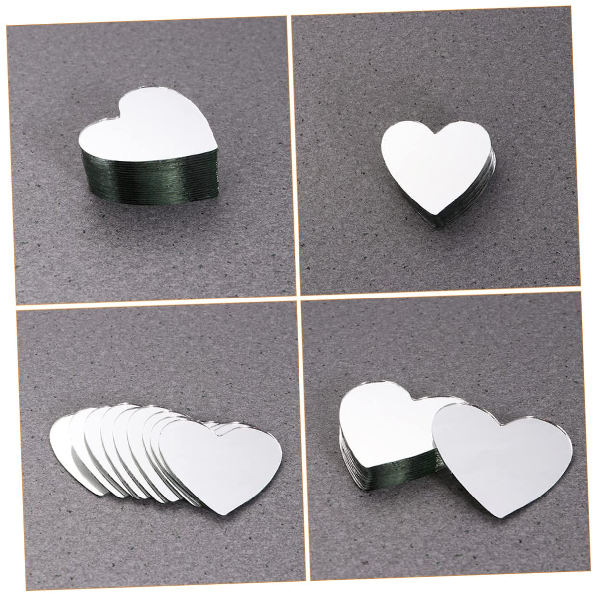 EXCEART 30Pcs Heart-Shaped Glass Mirror Tiles for DIY Craft Projects Compact Small Mirrors with Smooth Rounded Edges Safe for Handbag Storage and Makeup Vanity
