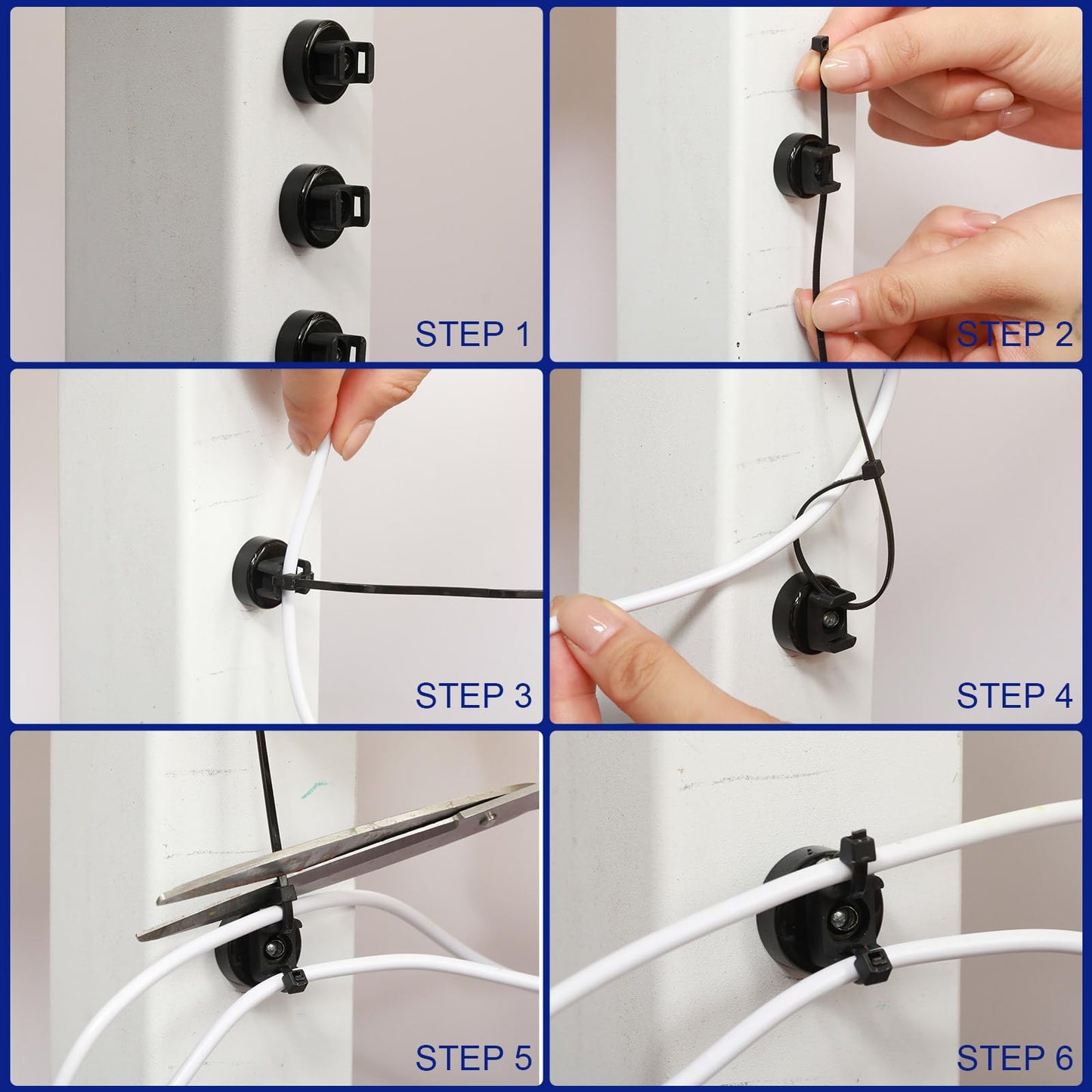 Yookeer 60 Pieces Magnet Zip Tie Mount 22 mm Heavy-duty Magnetic Zip Tie Mounts 22LBS Strong Multipurpose Wire Cable Holder Mount for Home Office Wire Management Marine Electrical Wiring