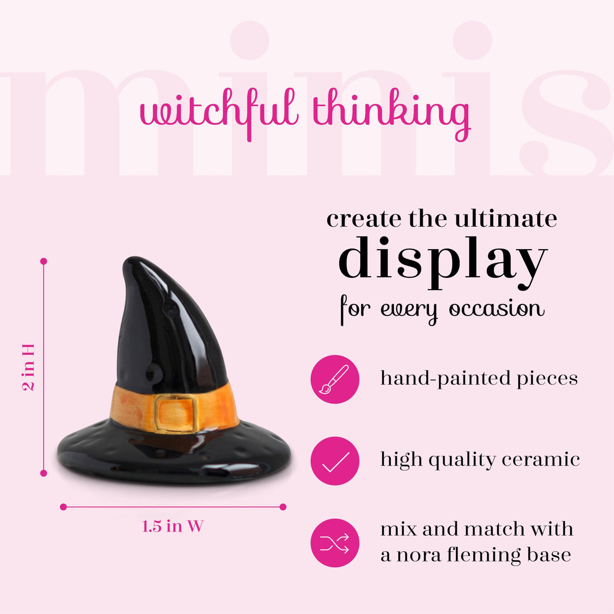Nora Fleming Witchful Thinking - Hand-Painted Ceramic Halloween Decor - Fall Minis for the Home and Office