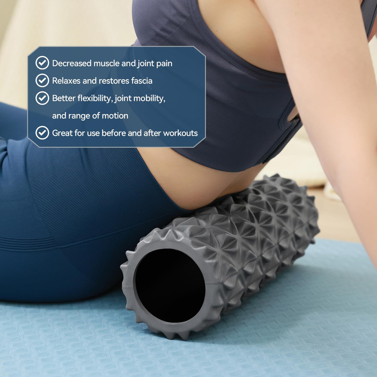 Zmarthumb Foam Roller - 15 inch Deep Tissue Massager for Muscle Massage, Myofascial Trigger Point Release, Exercise, Yoga, Pilates & Stretching(Gray)