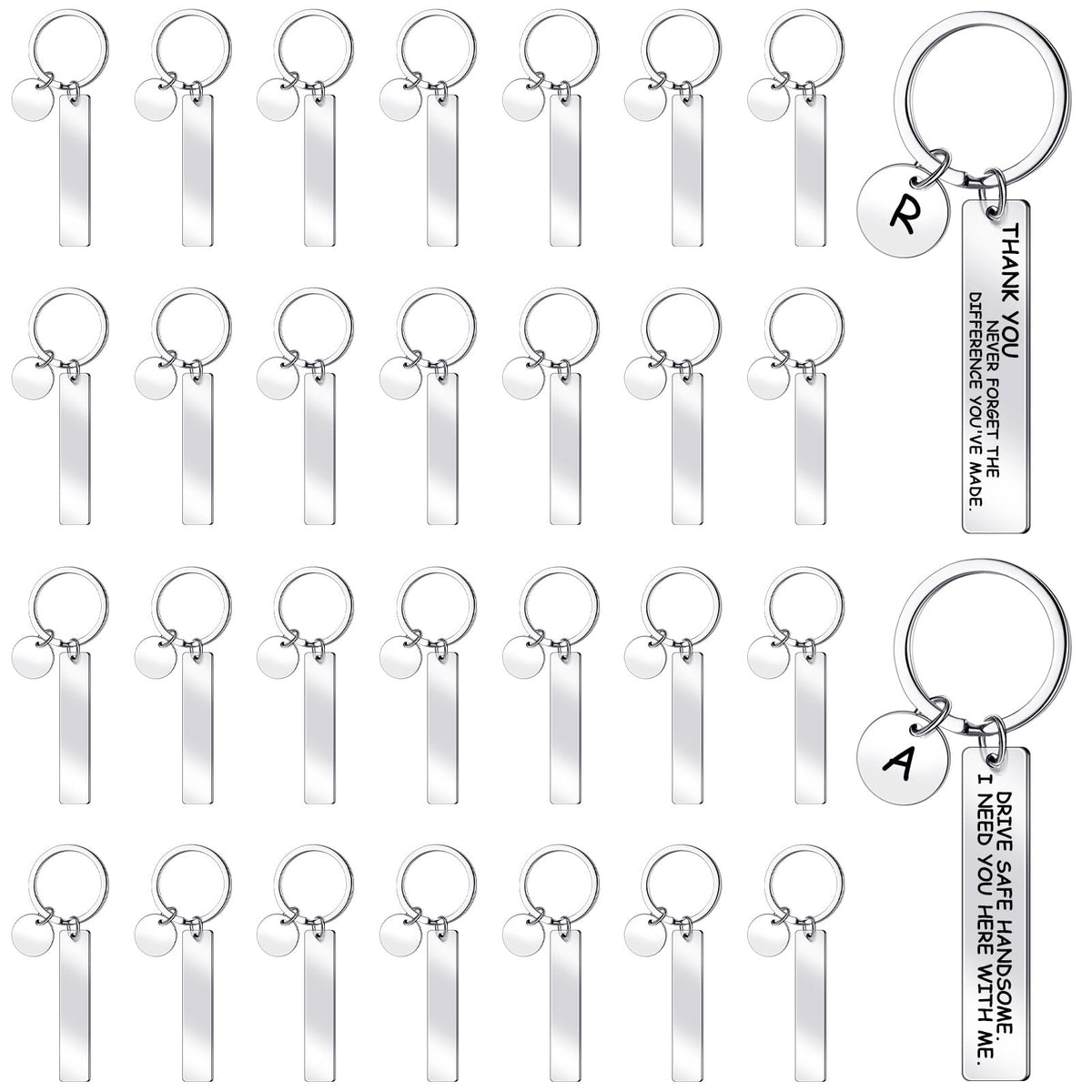 Gisafai 30 Pcs Laser Engraving Stainless Steel Keychain Blanks Engravable Metal Keychains for Graduation Crafts DIY Gifts(Silver)
